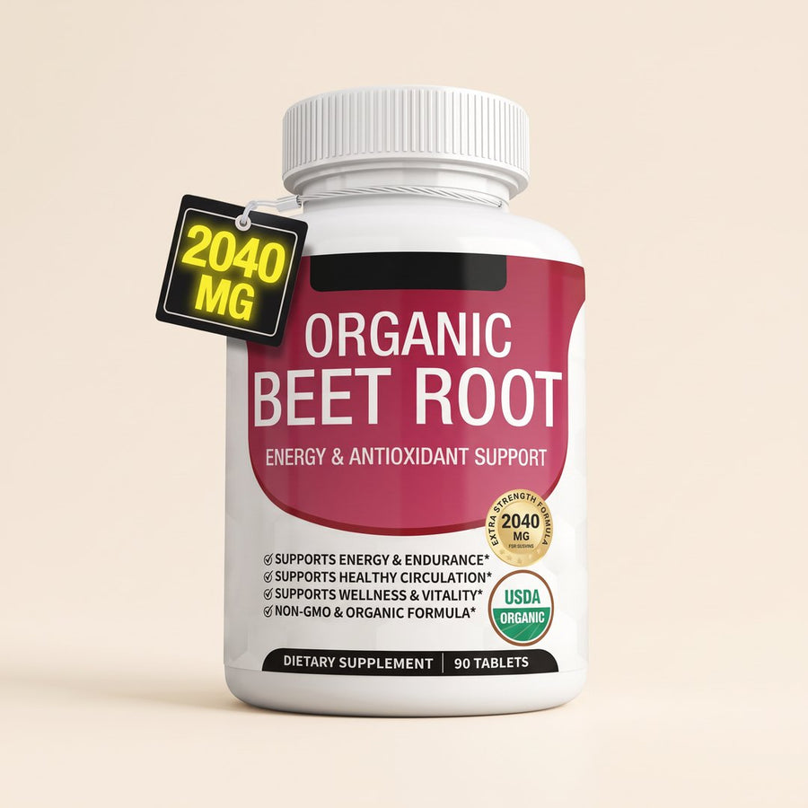 Organic beetroot tablets bottle