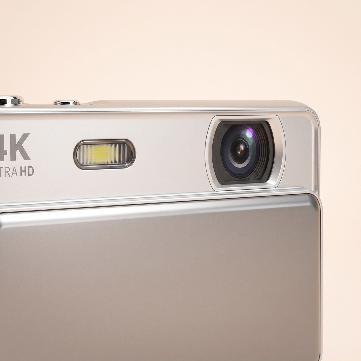 Close-up of the camera lens and flash