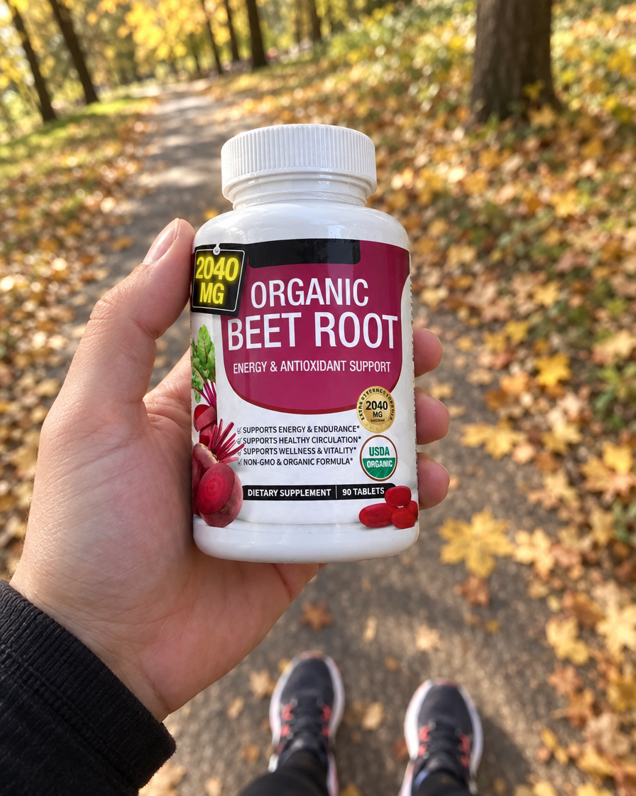 Beetroot tablets on an autumn walk